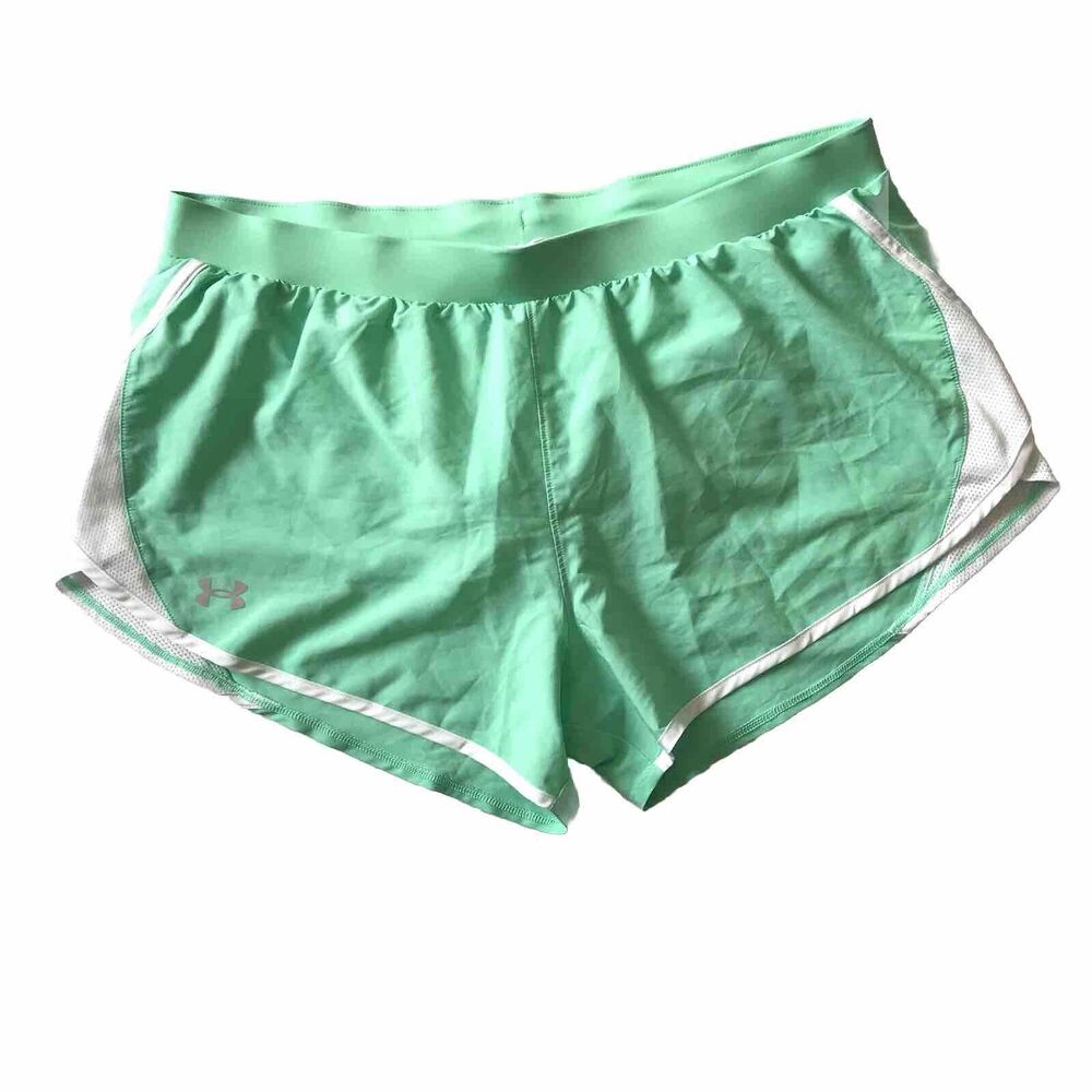 Under Armour Heatgear Shorts Womens Fly By 2.0 Brief Lined Green Loose Sz XL 3”